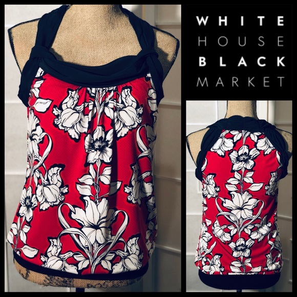 White House Black Market Tops - White House Black Market Sleeveless Red Floral